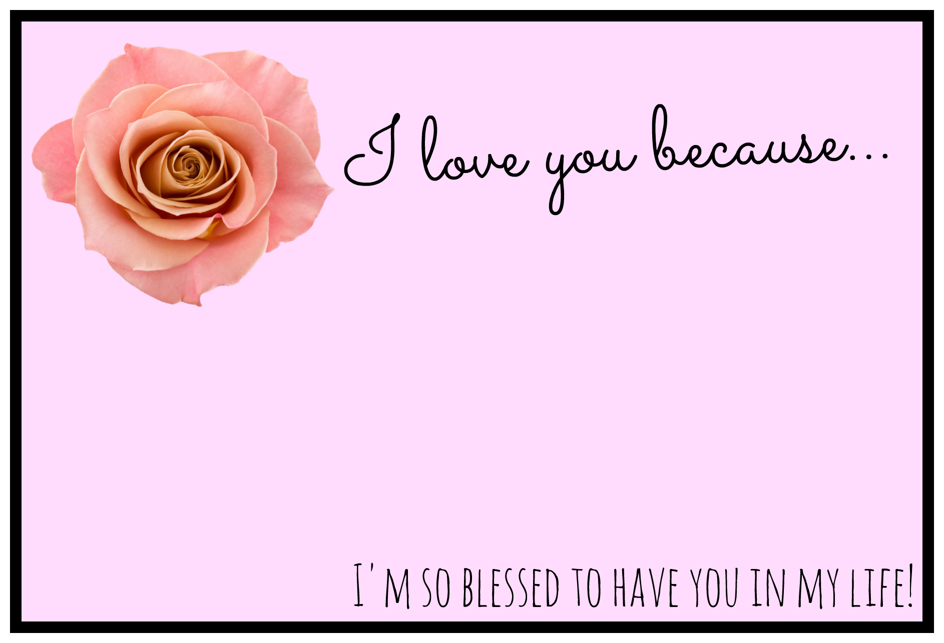 I love you because valentine postcard